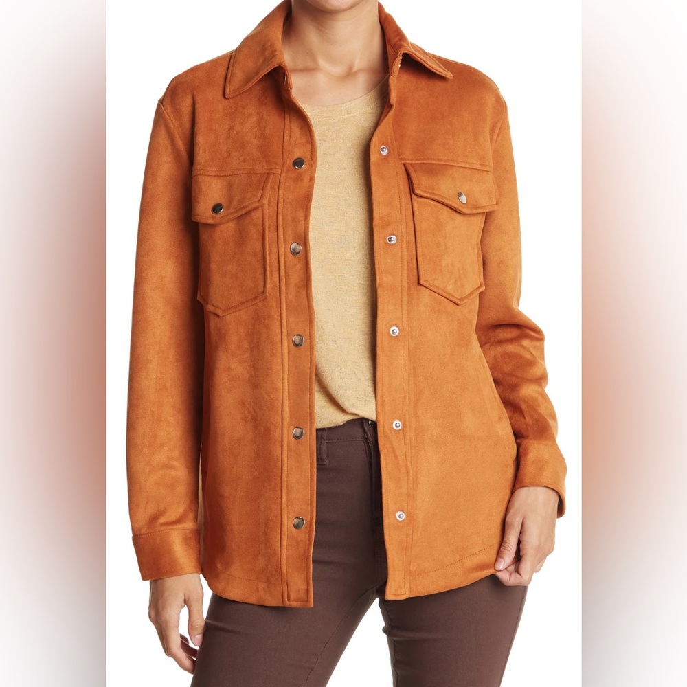 Women's Suede Shacket in Caramel